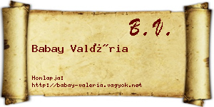 Babay Valéria névjegykártya